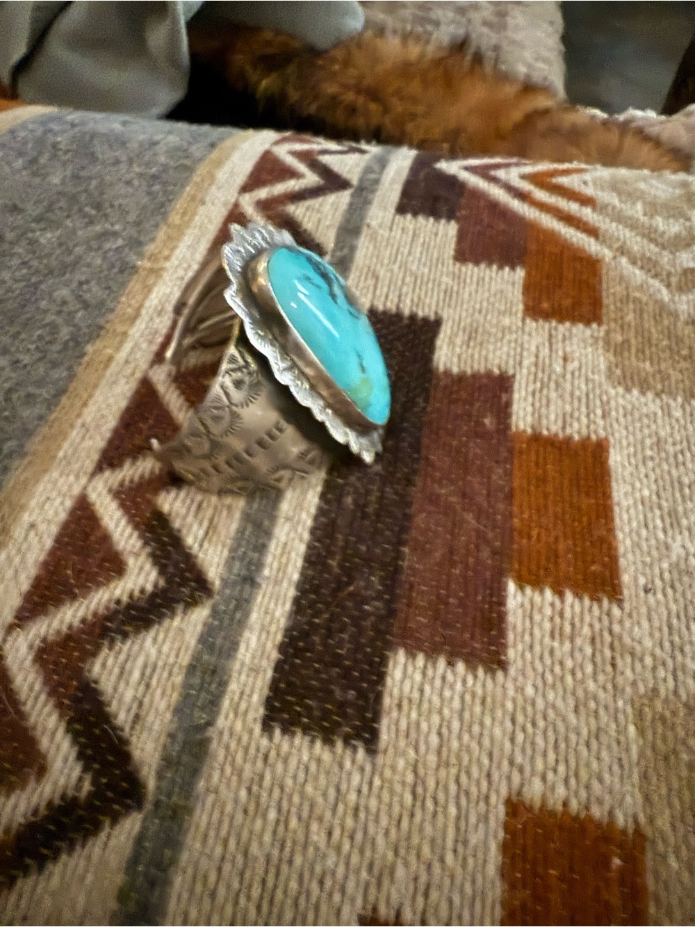 HUGE turquoise stone Cuff silver bracelet Tawney Willie - Picture 4 of 5